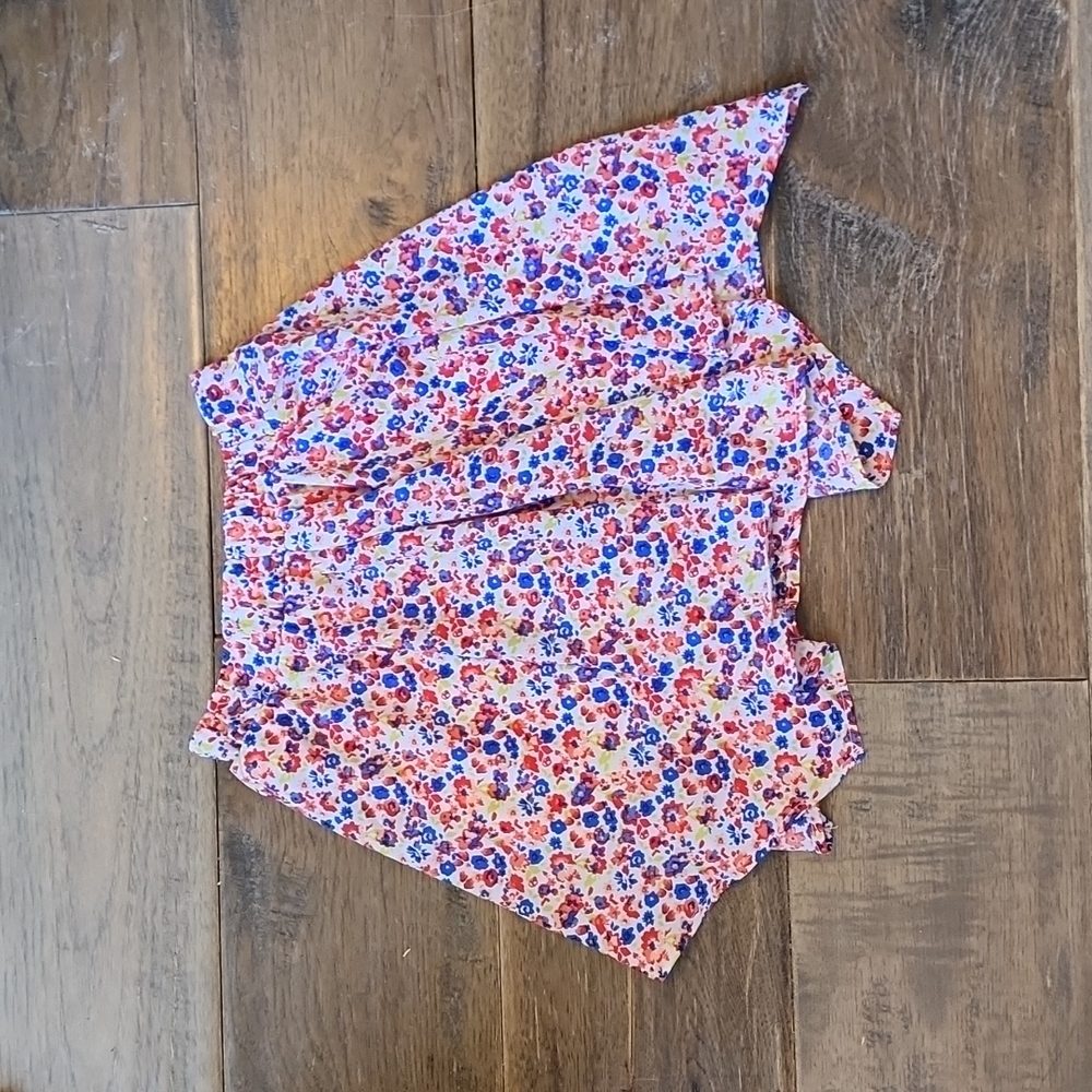 Girls Faded Glory pink and blue floral skirt with built-in shorts, size 7/8. - Picture 4 of 4